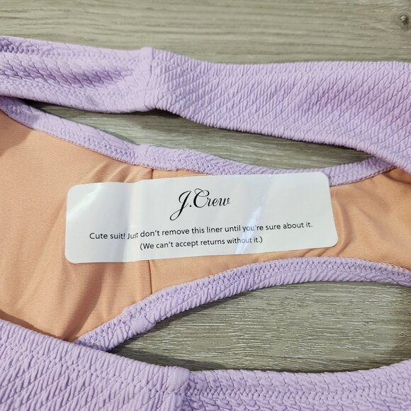 J. Crew Lilac Textured Curved Waist Cheeky Bikini Bottom New With Tags Womens S - Picture 7 of 16